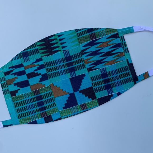 Face Cover - Mask Kente Teal/Aqua - Picture 1 of 1